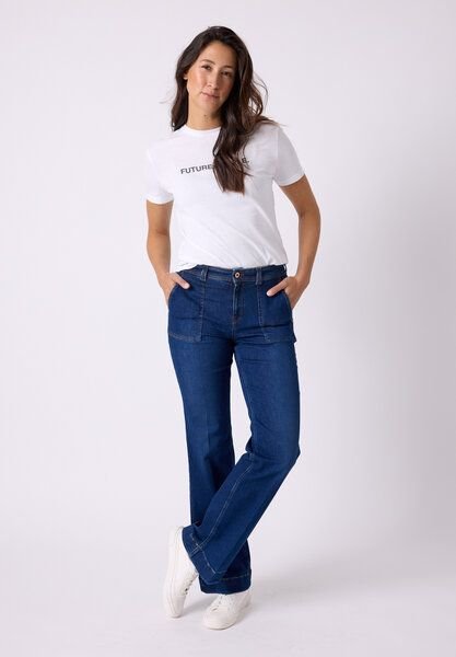 FUTURE:PEOPLE. 06:02 WIDE LEG CLASSY - MID WAIST aus weichem Stretch-Denim aus Bio-Baumwoll-Mix (30602 1 1008 )