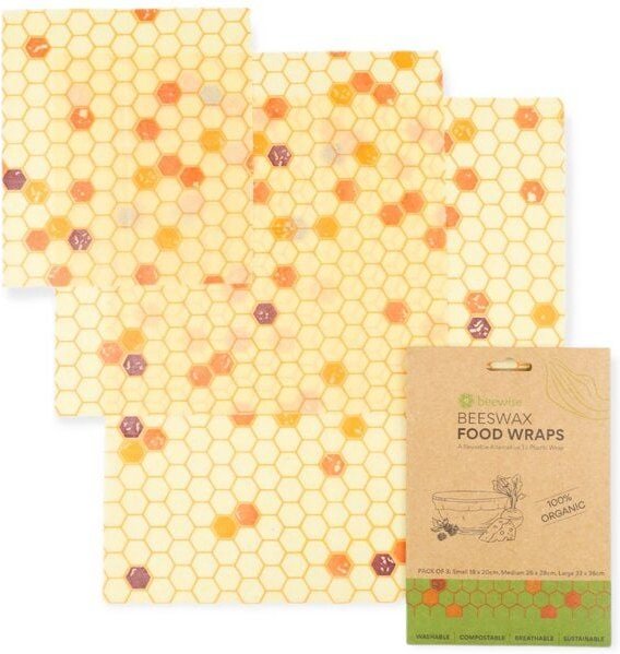 Beewise Bienenwachstücher 3er Set aus 100% BIO-Baumwolle