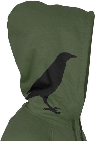 HANDGEDRUCKT "Rabenflüsterer" Männer Zip Hoody aus reiner Biobaumwolle (kbA)