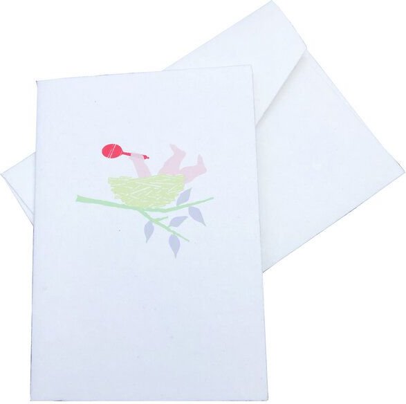 Salon Elfi Karte zur Geburt - Baby im Nest