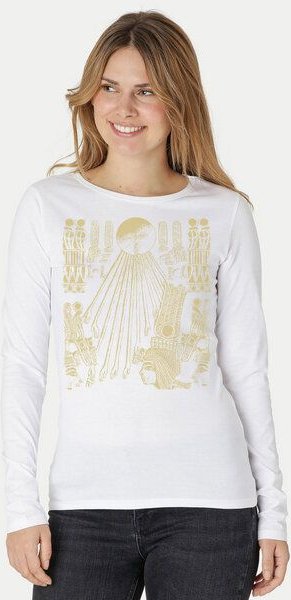 Peaces.bio - handbedruckte Biomode Langarmshirt Damen Sonnenscheibe Aton