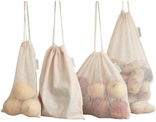 Beewise Wiederverwendbare Netzbeutel 8er Set aus Bio-Baumwolle