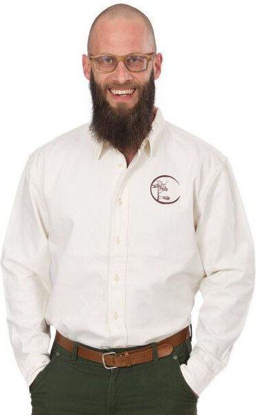 Life-Tree Hemd aus Biobaumwolle Fairwear für Herren "Circle" mit Brust-Logo in Natur Weiß