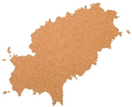 Kork-Deko Ibiza als Pinnwand aus Kork XXL ca. 80x50 cm | Umriss Ibiza