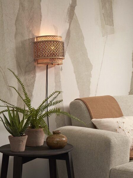 GOOD&MOJO Wandleuchte Bhutan/halb Schwarz/Natur..