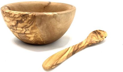Olivenholz erleben Babybreischale Ø 12 cm rund fein geschliffen aus Olivenholz