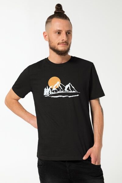 Spangeltangel T-Shirt "Bergluft", nachhaltig, Herren - Natur Bio-Baumwolle Berge Bergsee