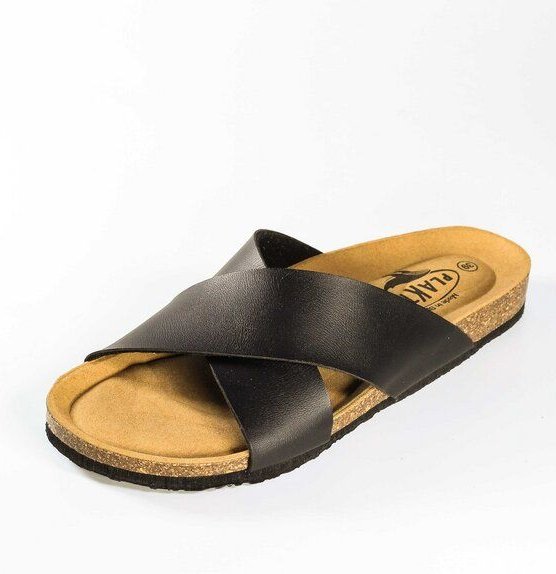 Plakton Vegane Damen Offene Riemensandale BIBI mit Korksohle (schwarz)