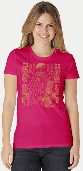 Peaces.bio - handbedruckte Biomode Damen Fit T-Shirt Sonnenscheibe Aton