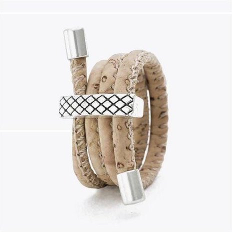 Kork-Deko Exklusiver Kork-Ring beige – mit stilvoller Applikation, vegan & handgefertigt