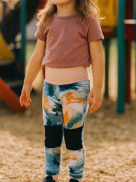 Babbily Mitwachs-Leggings Kinder Bio GOTS - Komfortbund, verstärkte Knie - Kunterbunt