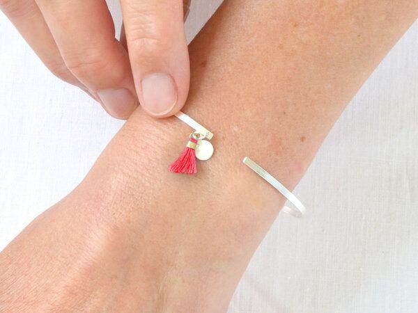 renna deluxe Zarter Armreif in Silber mit zwei Anhängern