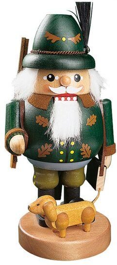 Richard Glässer Nussknacker Förster mit Dackel 21 cm aus dem Erzgebirge