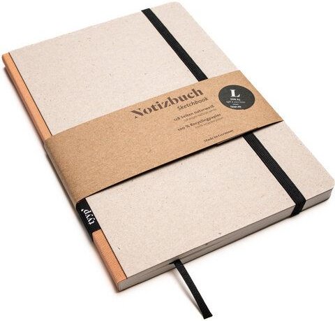 tyyp Nachhaltiges Design-Notizbuch A5 aus 100 % Recyclingpapier „Klassik - Öko Recyclingkarton Grau“