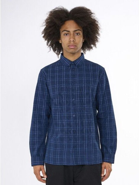 KnowledgeCotton Apparel Kariertes Hemd aus Bio-Baumwolle und Bio-Leinen