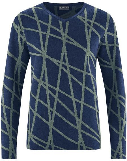 HempAge V-Kragen Pullover mit Muster Hanf/Biobaumwolle