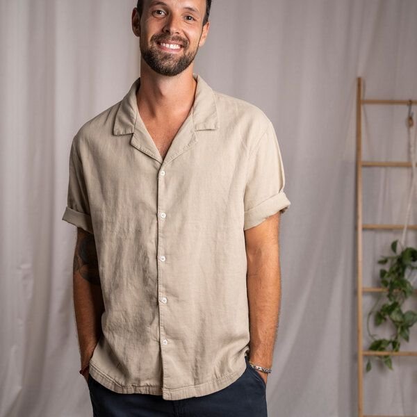 Vresh Clothing Ravael - Kurzes Hemd aus Biobaumwolle, Greige