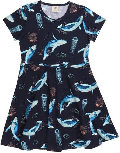 Kinder Sommerkleid „Dancing Whales“ aus Bio-Baumwolle – GOTS-zertifiziert, Walkiddy