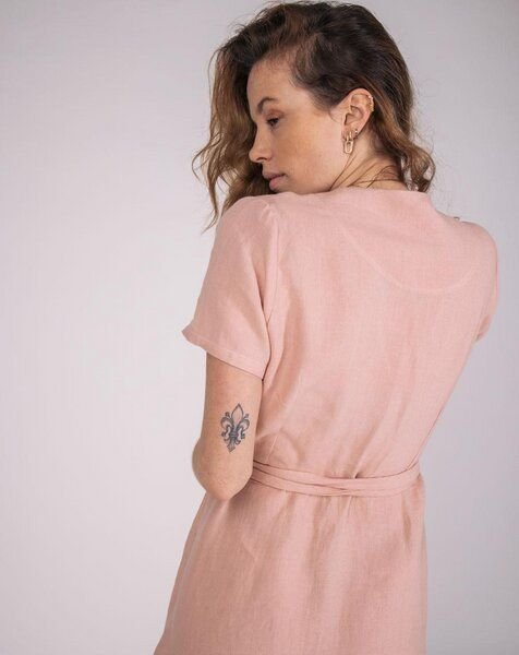 Aatise Wickelkleid aus 100% Leinen, kurzarm Zargot