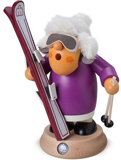 Müller Seiffen Müllerchen Skifahrerin- die Räuchermännchen mit der Knollennase