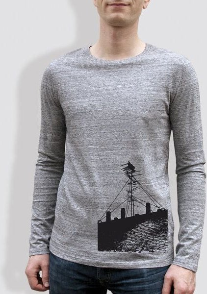little kiwi Herren Longsleeve, "Antenne", Heather Grey