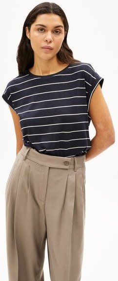 Thumbnail - ARMEDANGELS JILAANA FINE STRIPES Damen T-Shirt aus TENCEL Lyocell Mix