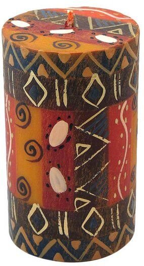 Bunte Kerzen - BONGAZI - M/L - Handbemalte Stumpenkerzen - nobunto Südafrika