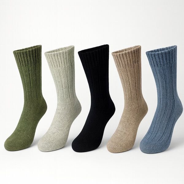 Thumbnail - Bruno Barella Winter Thermo Socken 5er Set mit Schafwolle & Alpakawolle – Naturfarben Mix