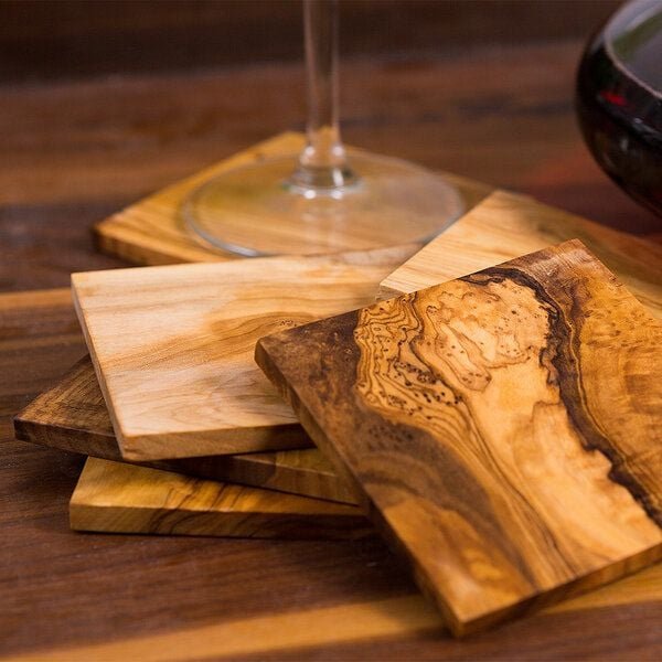 NATUREHOME Untersetzer Olivenholz Set 6 tlg. 9x9 cm