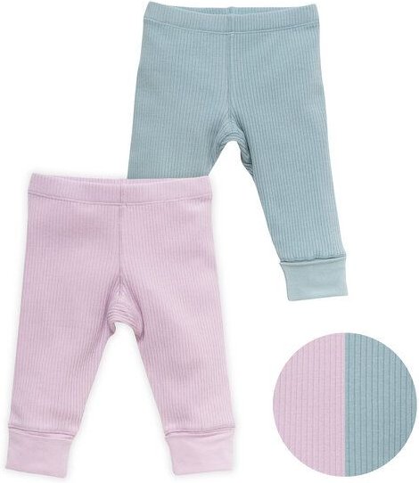 People Wear Organic Leggings, 2er Pack, uni flieder und blau, Bio-Baumwolle