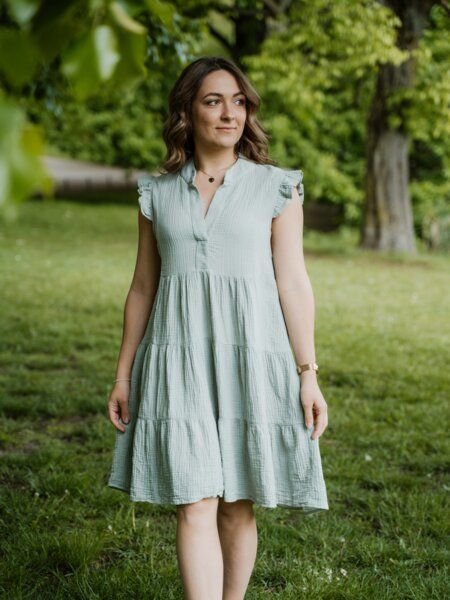 Thumbnail - Hutch&Putch Musselin Sommerkleid - mit gerüschten Ärmeln - 100% Bio-Baumwolle - Volantkleid - kurzes Kleid - weich und a...