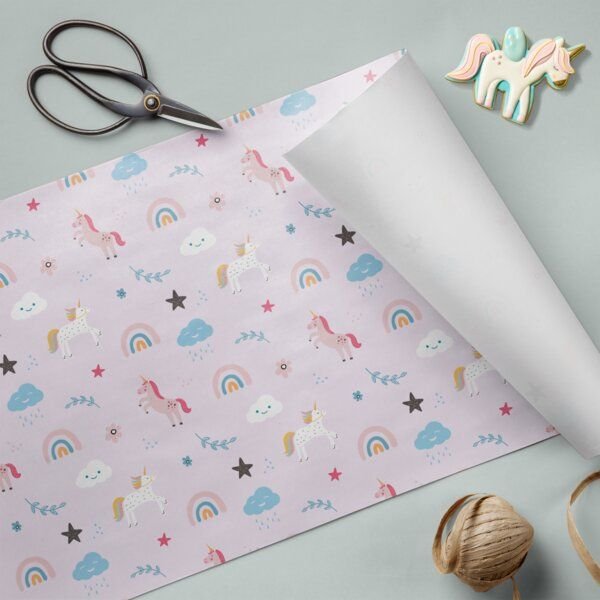 Fines Papeterie 3m Geschenkpapier REGENBOGEN EINHORN * für Kinder * auf Rolle * 300x47 cm *