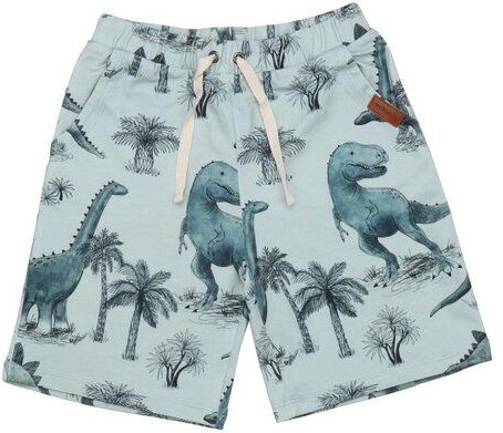 Kinder Shorts GOTS zertifiziert Bio-Baumwolle, Grün, Dinosaurier-Muster, Walkiddy