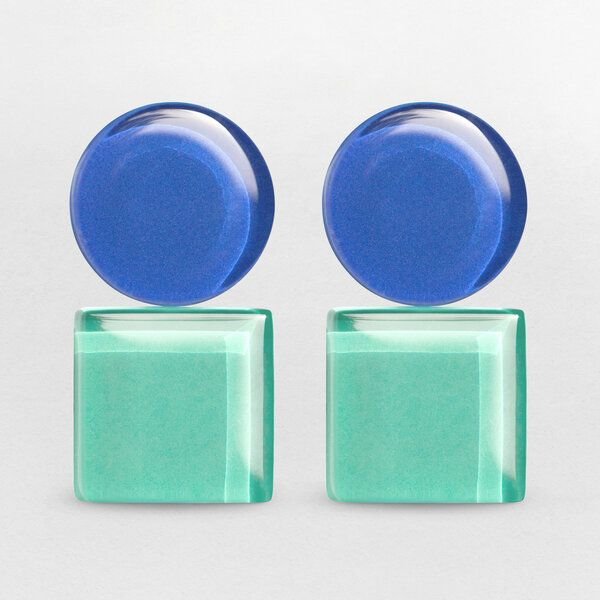 ALEXASCHA Geometrische Clip Ohrringe aus Glas | Bauhaus Design | 16 Farbkombinationen