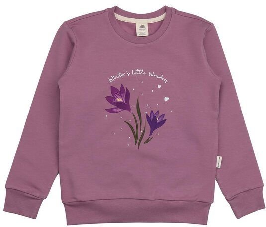 Kinder Sweatshirt GOTS zertifiziert, Bio-Baumwolle, altrosa, „Snowdrops“, Blumen-Print, weich & bequem – Walkiddy