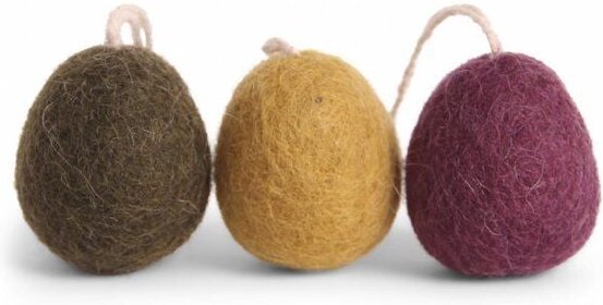 Gry & Sif Filz-Ostereier dunkle Farben 3er Set