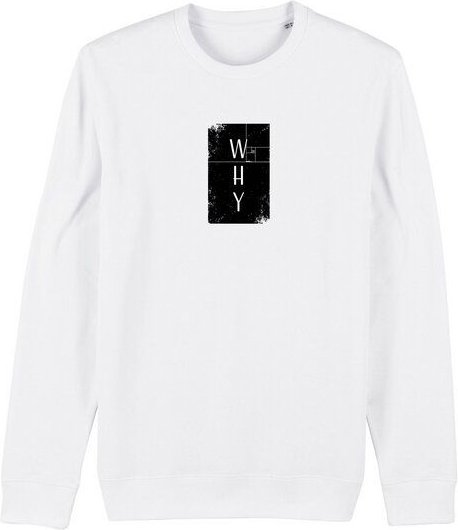 Thumbnail - Human Family Bio Unisex Rundhals-Sweatshirt - "Switch - WHY" in Weiss