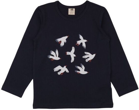 Mädchen Langarmshirt Bio-Baumwolle „Navy“ blau, weiches Jerseyshirt von Walkiddy für Schulkinder, vielseitiges Basic Obe...