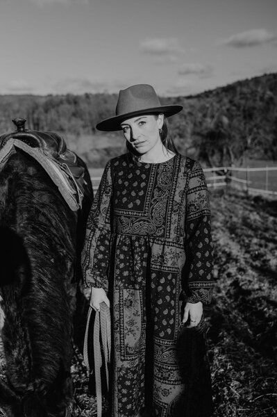 FARM UM'S HERZ Midikleid Foulard-Jacquard