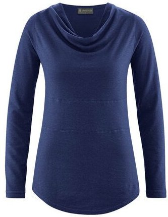 HempAge Damen Langarmshirt mit Wasserfallkragen Hanf/Biobaumwolle