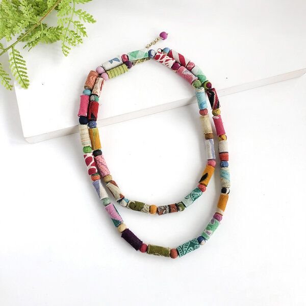 Worldfinds Kantha Dot Dash Necklace