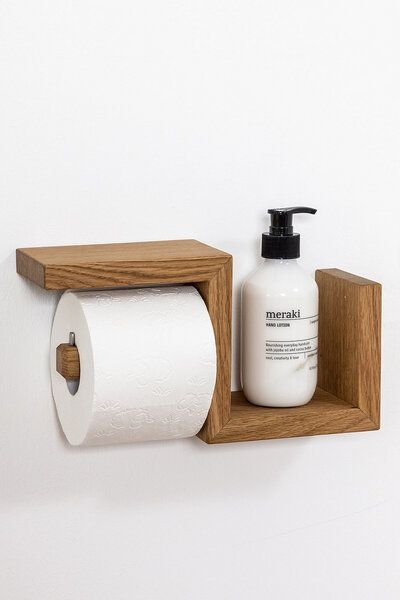 Thumbnail - kleiderleiter_de Toilettenpapierhalter BEN aus massiver Eiche mit Platz für Ersatzrolle