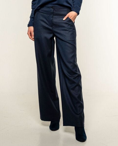 Alma & Lovis Weite Wollhose mit edler Fischgratstruktur | Fischgrat Marlene