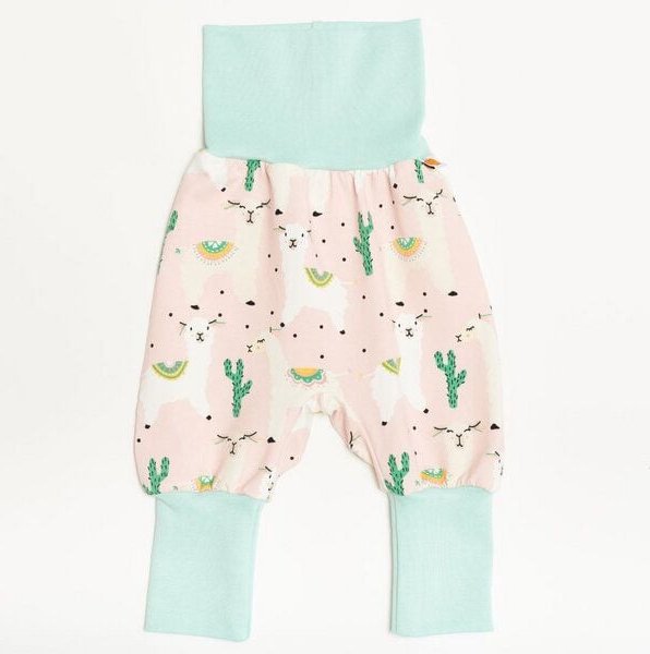 Cheeky Apple Pumphose aus Bio-Baumwolle "Alpakas" Rosa/Türkis