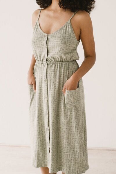 TIRALAHILACHA Hiare Midi dress in green wicker