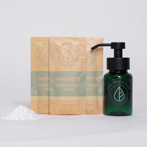 Less Waste Club Handseifen "Weisser Salbei/ Zeder" Pulver Starter Set