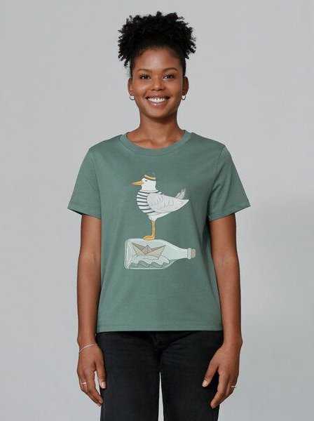 watapparel T-Shirt Frauen Möwe mit Hut