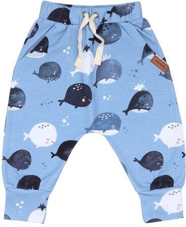 Kinder Jogginghose Bio-Baumwolle Blau mit Walen – bequeme Sweatpants von Walkiddy für Alltag & Kita – nachhaltige, hautf...