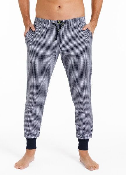Haasis Bodywear Herren Pyjamahose mit Bündchen Alloverprint mit Seitentaschen, Bio Baumwolle, GOTS zertifiziert