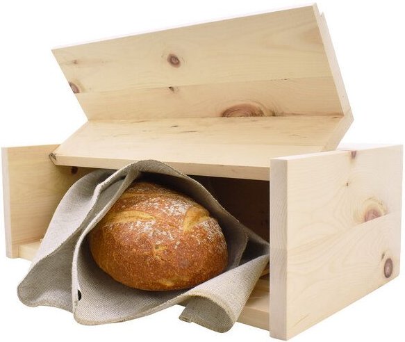 4betterdays Brotkasten Zirbenholz inkl. Zirbenholz-Gitter & Bäckerleinen